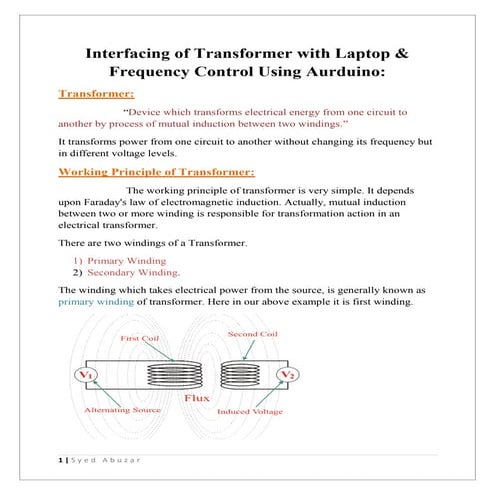 Transformer Interfacing with Laptop