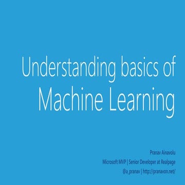 Understanding Basics of Machine Learning | PPT