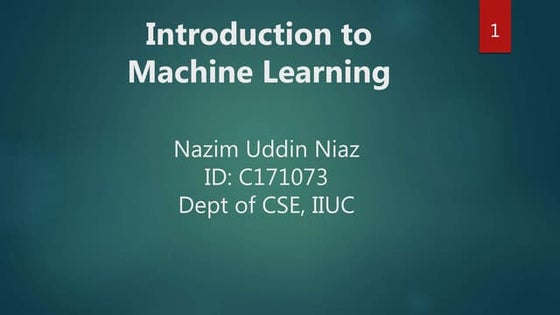 Introduction to Machine Learning | PPT