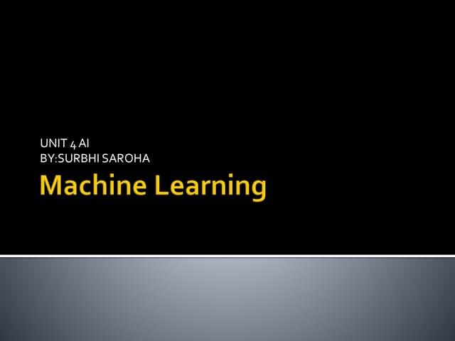 Machine learning(UNIT 4) | PPT