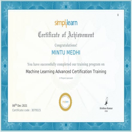 Machine Learning Advanced Certification Training | PPT