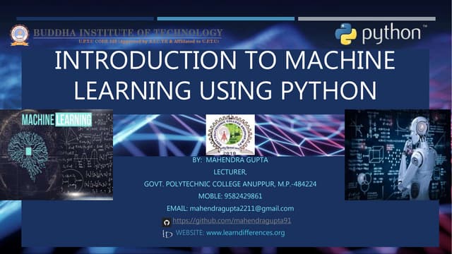 Introduction To Machine Learning Using Python | PPTX