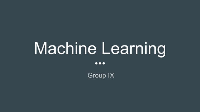 Machine learning algorithms