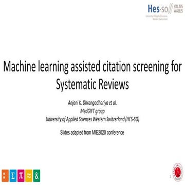 Machine learning assisted citation screening for Systematic Reviews - Anjani ...