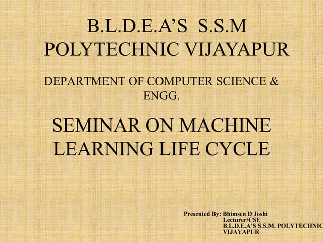 MACHINE LEARNING LIFE CYCLE