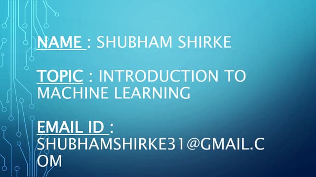 Introduction to Machine learning ppt
