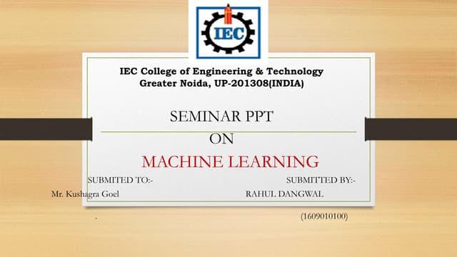 Machine learning seminar ppt