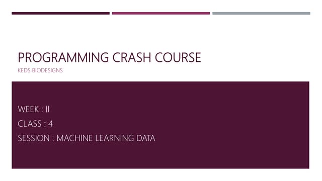 Machine learning session 4 | PPT
