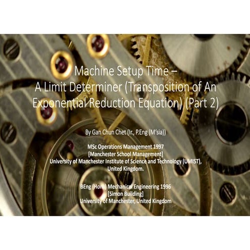 Machine Setup Time - A Limit Determiner (Tool)