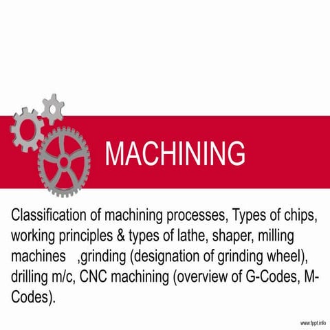 MACHINING -LATHE , MILLLING, SHAPER, GRINDING