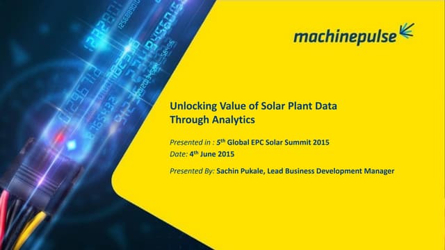 MachinePulse at the Global Solar EPC Summit 2015 - 4th June 2015