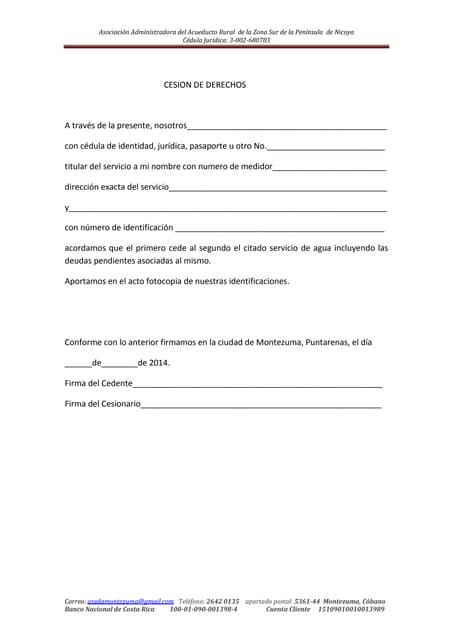 Carta cesion de derechos de propiedad