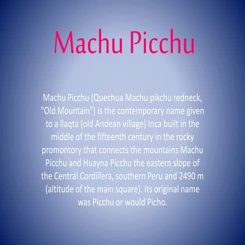 Machu Picchu | PDF