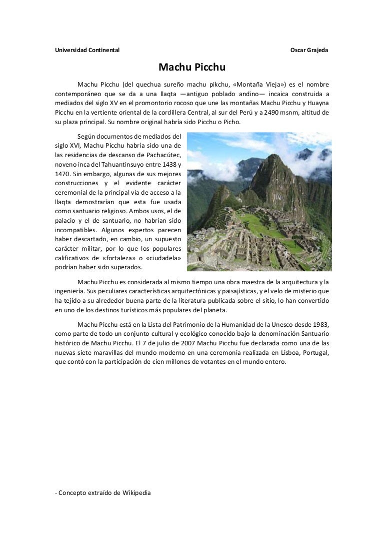 7 Maravillas Del Mundo Antiguo Wikipedia Machu picchu