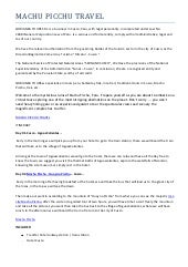 Machu Picchu Travel and Inca Trail ...