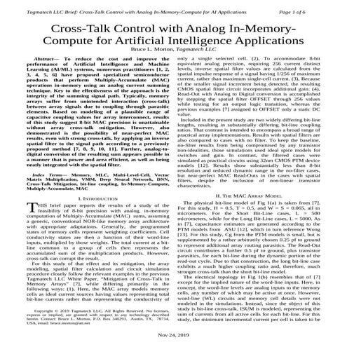 Cross-Talk Control with Analog In-Memory-Compute for Artificial Intelligence ...