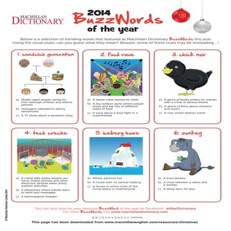 Macmillan dictionary christmas quiz | PDF