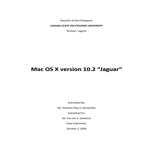 Mac Os X Version 10 | DOCX