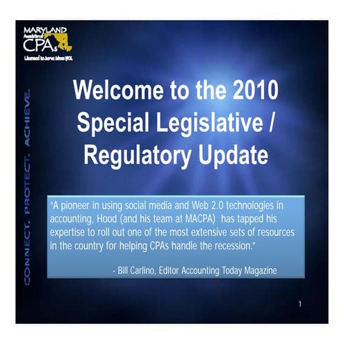 MACPA 2010 Legislative Regulatory Update