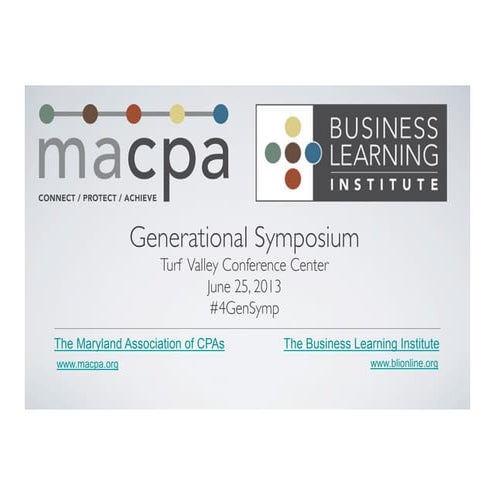 MACPA Generational Symposium - 2013