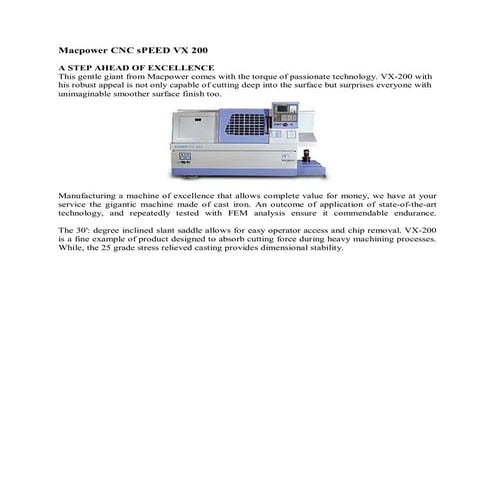 Macpower cnc speed lx 200 maxi | PDF