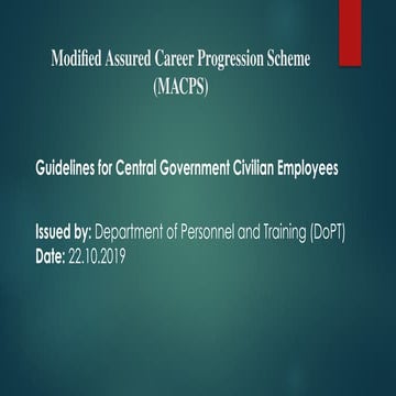 PPT for MACP in governemnt of India and DoPT Guidelines | PPTX
