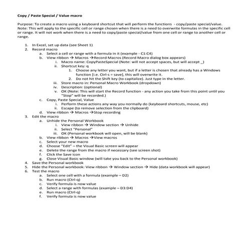 Macro Copy Paste Special Value Vba | DOCX