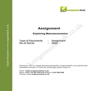 Macroeconomics Assignment Sample