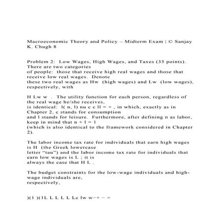 Macroeconomic Theory and Policy – Midterm Exam  © Sanjay K. C.docx