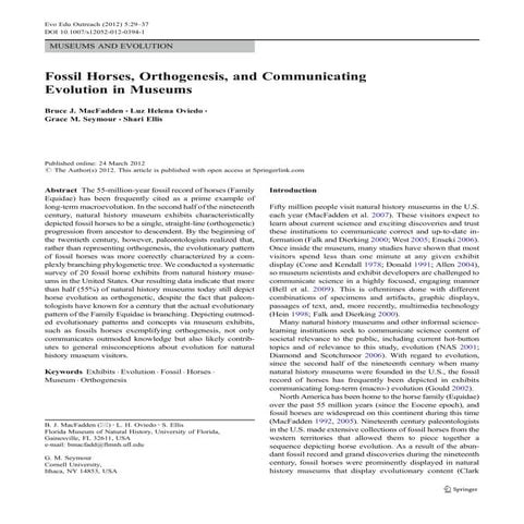 Fossil Horses, Orthogenesis, and Communicating Evolution in Museums