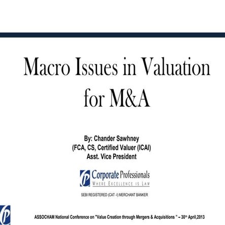 Macro Issues in Valuation for M&A: Business Valuation Article