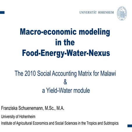 Macro-economic modeling in the Food-Energy-Water-Nexus
