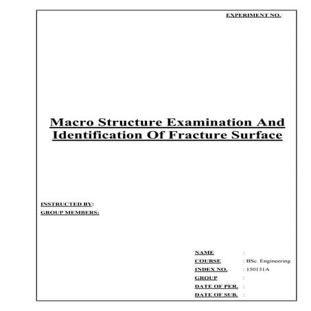Macro structure examination and identification of fracture surface