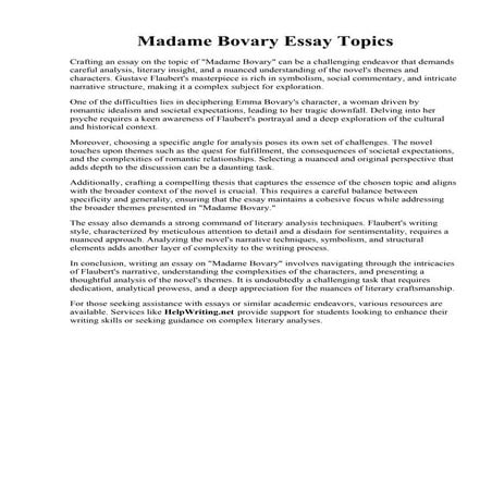 Madame Bovary Essay Topics