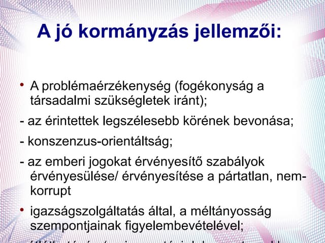 A jó kormányzás alapjai és nemzetközi trendjei