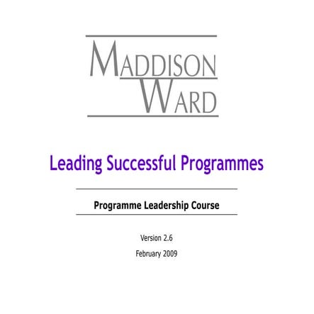 Maddison Ward Leading Successful Programmes Public