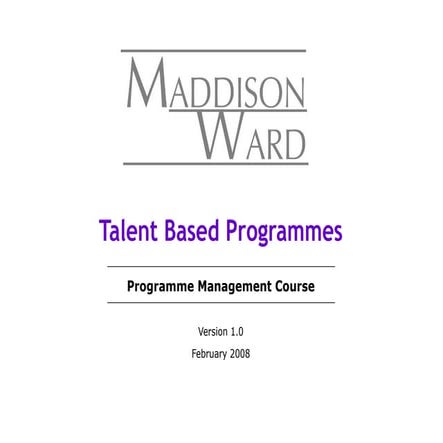 Talent Led Programmes