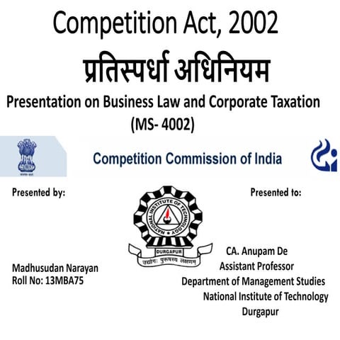 COMPETITION ACT, 2002 