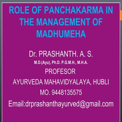 Role of Panchakarma in the Management of Madhumeha