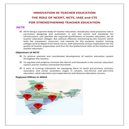 Innovation in teacher education the role of ncte