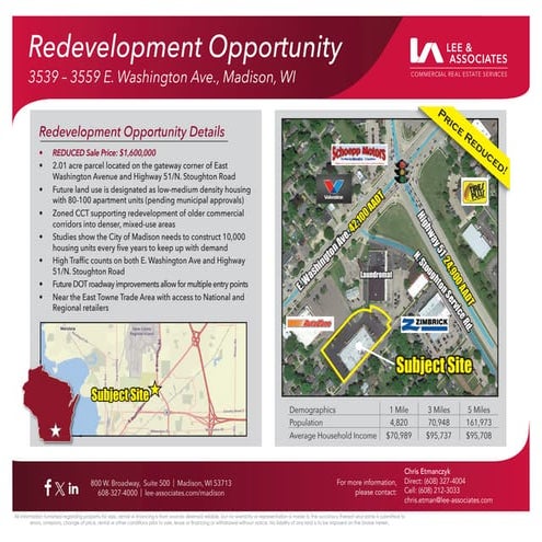 Redevelopment Opportunity - 3539 – 3559 E. Washington Ave., Madison, WI ...