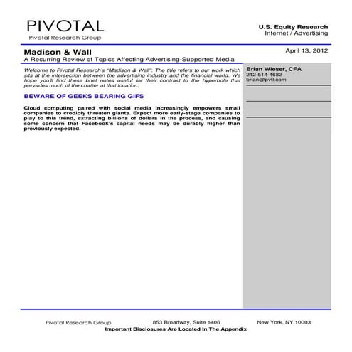 Pivotal Research: Madison and Wall  4 13-12