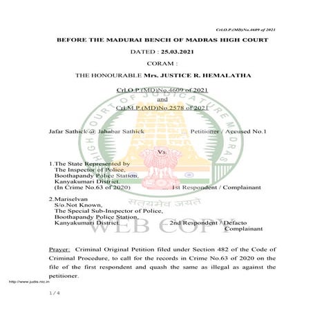 Madras hc bail caa mar 25 order