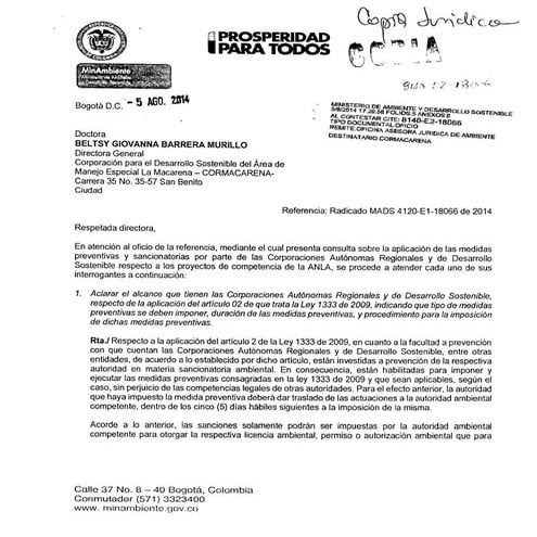 Mads18066 Necesidad del estudio Ambiental para Licencia