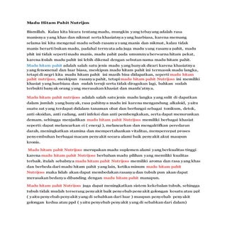 Madu hitam pahit nutrijoss