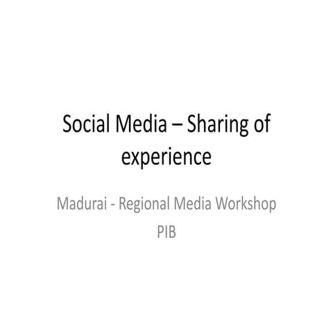 Madurai Regional Media Workshop of PIB