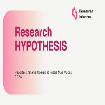 RESEARCH HYPOTHESIS FOR THE MAELT PROGRAM