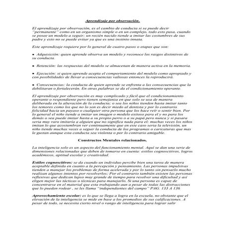 Maestria PsicologíA Del Aprendizaje Aprendizaje Por ObservacióN