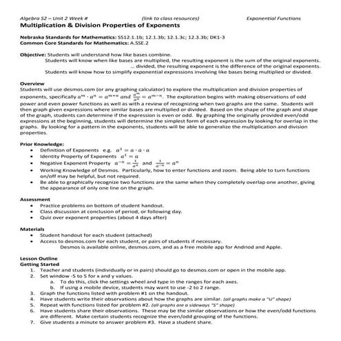 Exponential Rules Lesson Plan
