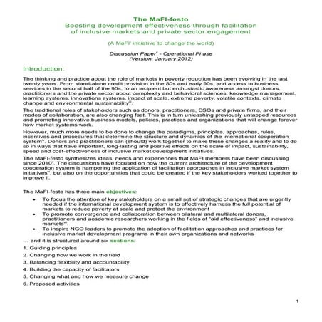 The MaFI-festo: from aid to inclusive market systems